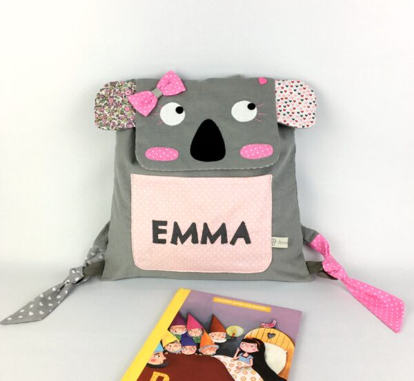 Sac koala fille personnalisé prénom Emma, sac à dos fille koala personnalisable, idée cadeau fille 2 ans