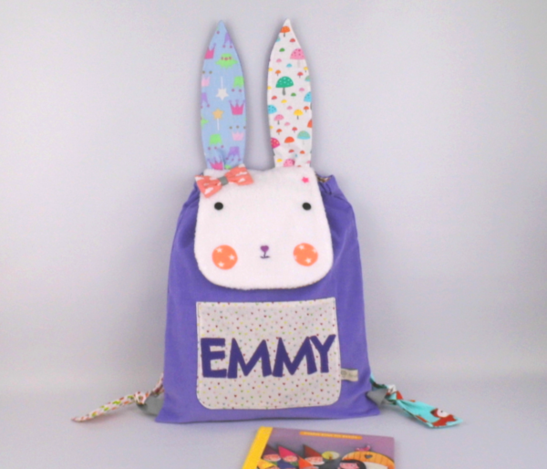 Sac à dos maternelle personnalisé fille Emmy, sac à dos bébé lapin