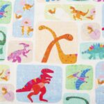 Tissu coton beige dinosaures pastel