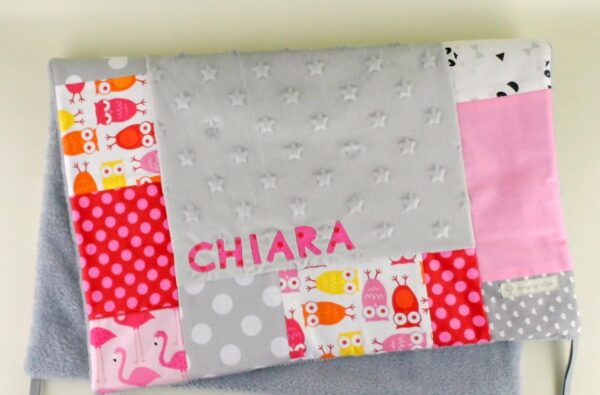 Couverture bébé fille personnalisée prénom Chiara, cadeau de naissance personnalisable